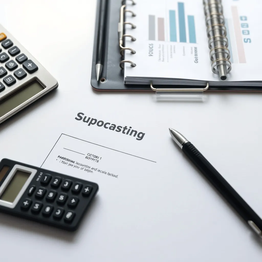 Close up of professional accounting documents, calculator, a